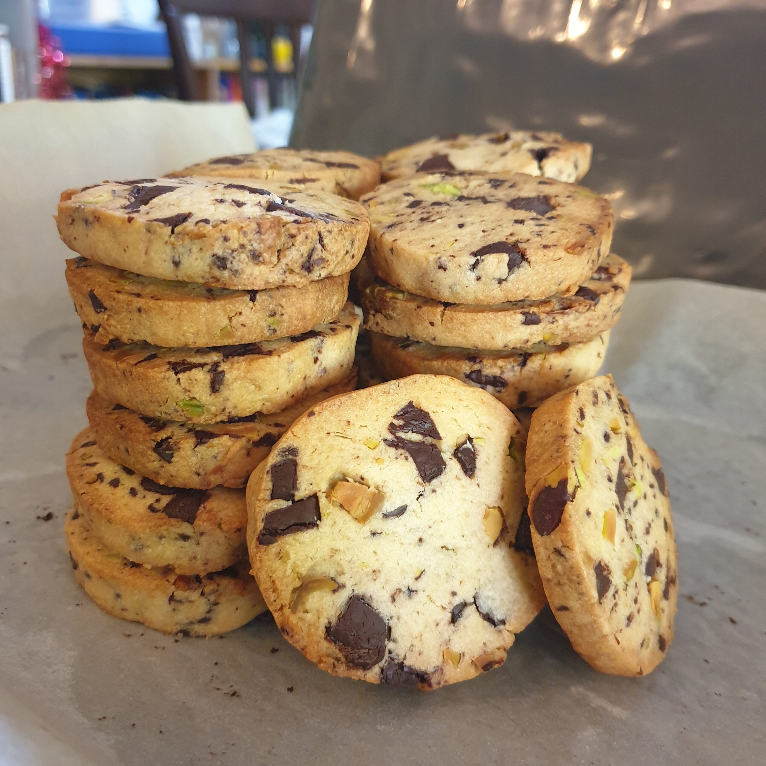 Pistachio Chocolate Chunk Cookies